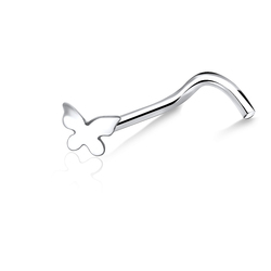 Butterfly Silver Curved Nose Stud NSKB-130s